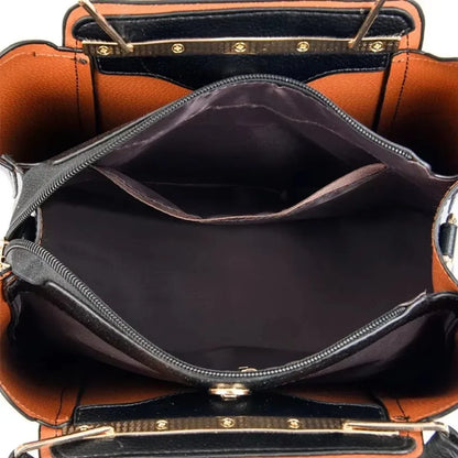 Large Capacity Women's Leather Tote Bag – 3-Layer Luxury Handbag