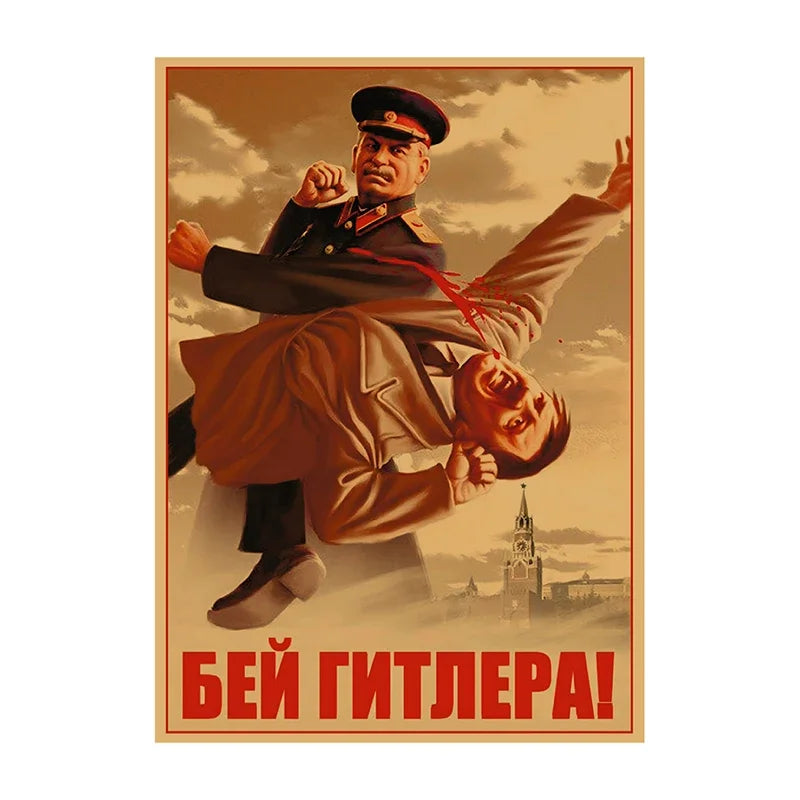 Soviet USSR Vintage Propaganda Poster – Stalin Portrait Retro Wall Art Print