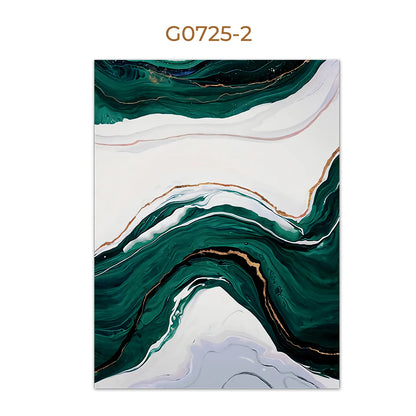 Nordic Abstract Green Gold Foil Wall Art Poster – Marble Canvas Print