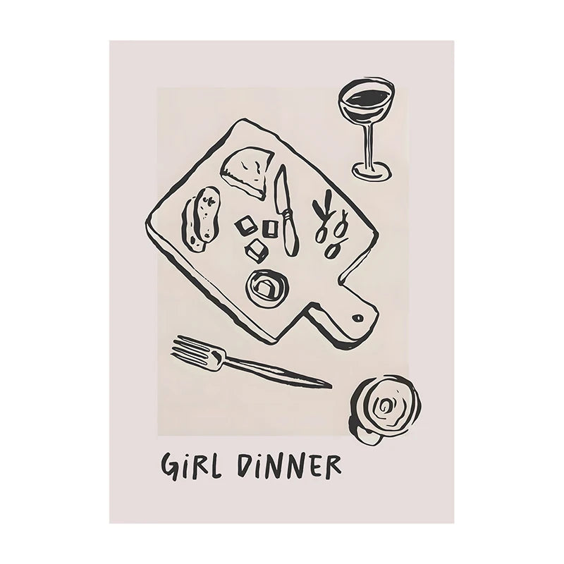 Minimalist Kitchen Wall Art Poster – Food Print for Home Decor