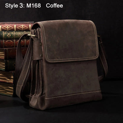 Crazy Horse Leather Men's Messenger Bag – Vintage Crossbody Shoulder Bag