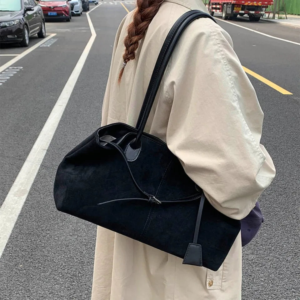 New Winter Solid Color Pu Leather Handbag Designer Shoulder Bags