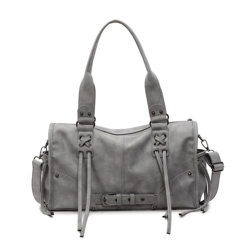 Retro Motorcycle Handbag Women Horizontal Tote Storage