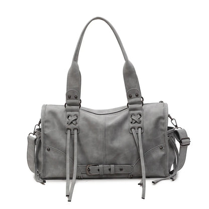 Retro Motorcycle Handbag Women Horizontal Tote Storage