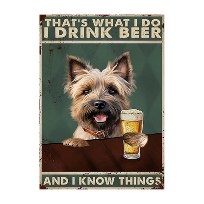 Funny Dog Beer Poster – That's What I Do I Drink Beer Wall Art