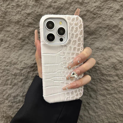 Luxury Crocodile Grain Leather iPhone Case