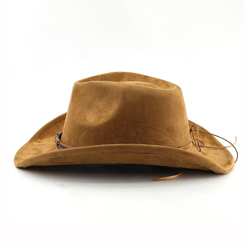 Western Cowboy Hat Vintage Rolled Brim Felt Jazz Hat