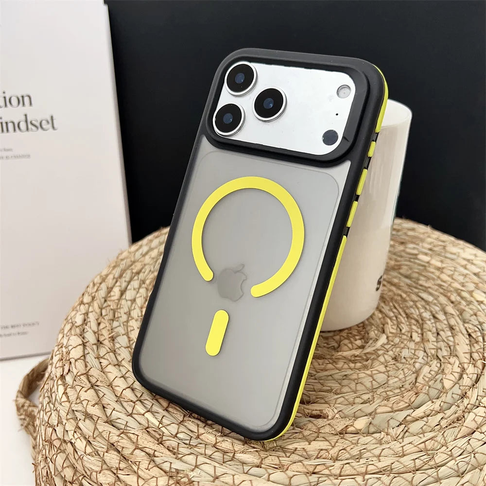MagSafe Matte iPhone 17 Case – Shockproof Clear Back with Colorful Border