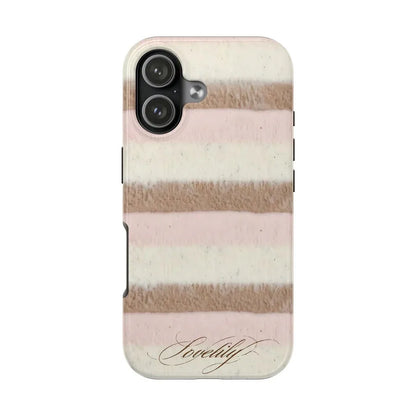 Pink Brown Stripe Phone Case – iPhone 17 16 15 14 13 12 11 XS Pro Max Plus