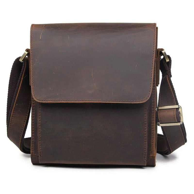 Men's Genuine Leather Messenger Bag – Vintage Crazy Horse Crossbody