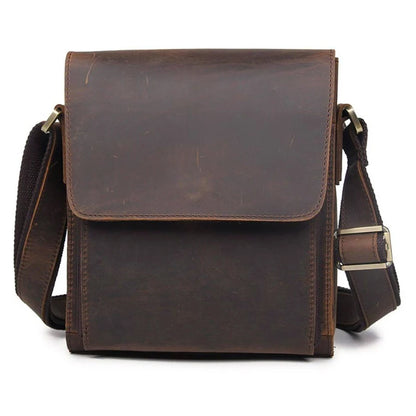 Men's Genuine Leather Messenger Bag – Vintage Crazy Horse Crossbody