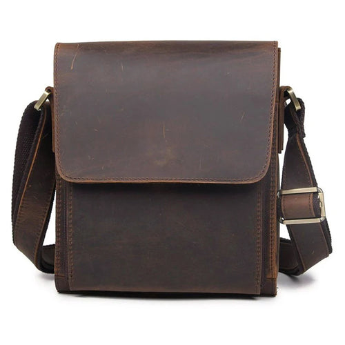 Men's Genuine Leather Messenger Bag – Vintage Crazy Horse Crossbody