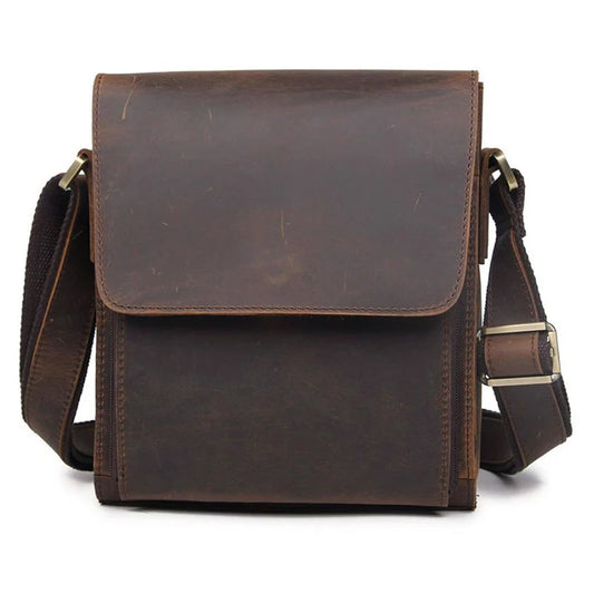 Men's Genuine Leather Messenger Bag – Vintage Crazy Horse Crossbody