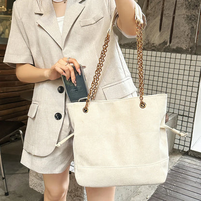 Faux Suede Tote Bag – Women's Chain Shoulder Handbag