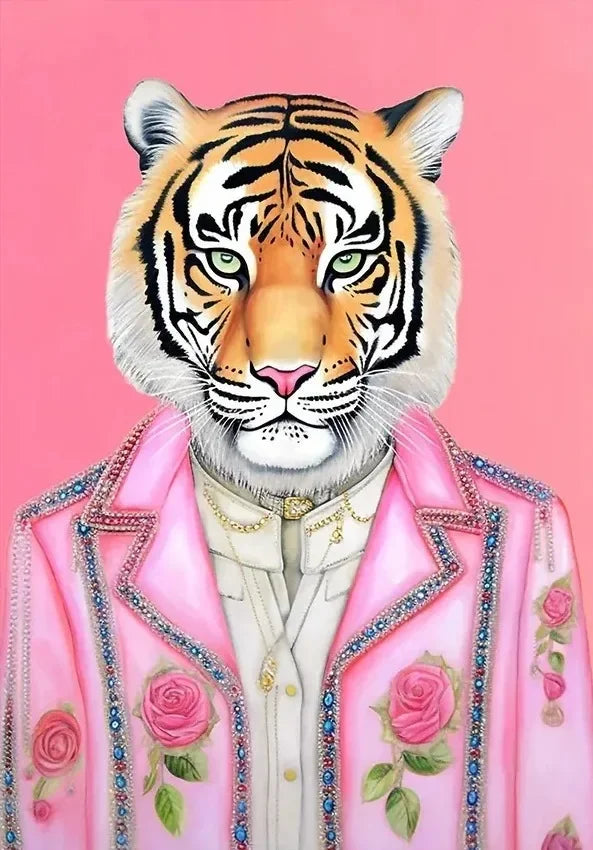 Abstract Animal Wall Art Poster – Funny Dressed Animal Print for Club & Home Decor