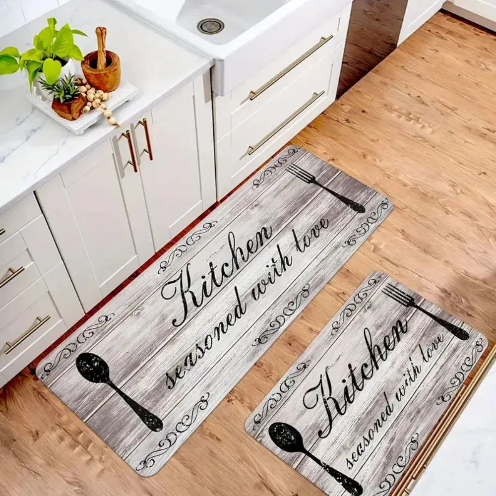 Farmhouse Kitchen Rug Set 2-Piece – Non-Slip Vintage Floor Mats