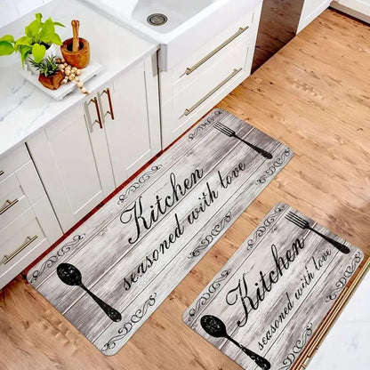 Farmhouse Kitchen Rug Set 2-Piece – Non-Slip Vintage Floor Mats