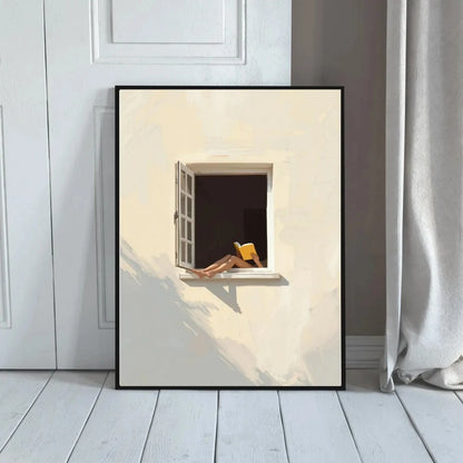 Minimalist Book Lover Window Canvas Poster – Calm Summer Wall Art