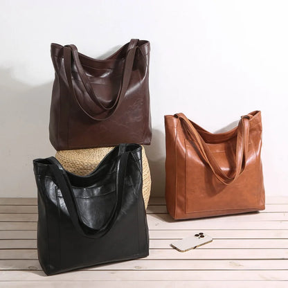High Quality Oil Skin Leather Bucket Hand Bags