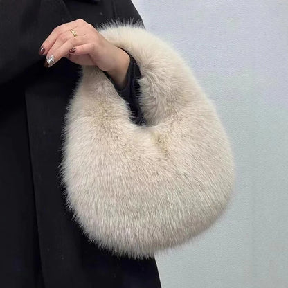 Fashion Soft Plush Half Moon Bags