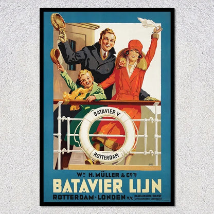 Vintage Travel Ship Poster – Blue Star Line Retro Ocean Liner Wall Art Unframed
