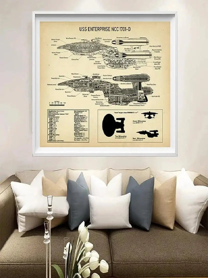 USS Enterprise NCC-1701-D Blueprint Poster – Star Trek Wall Art Print