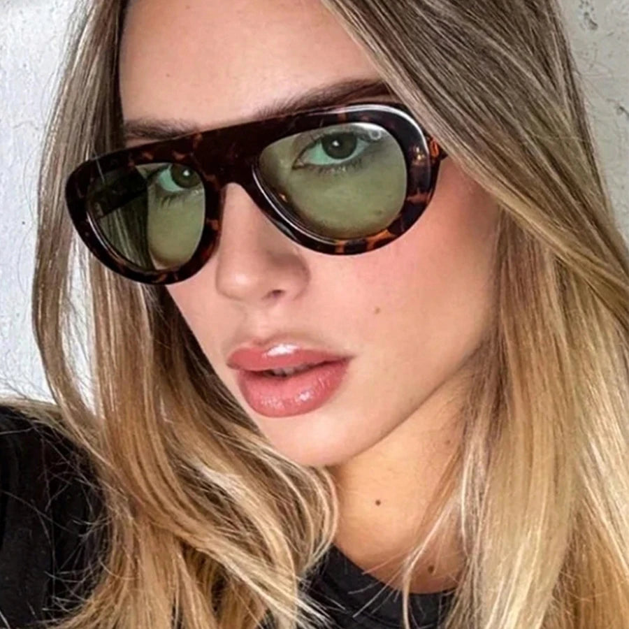 Y2K Retro Pilot Sunglasses – Leopard Frame Unisex Eyewear