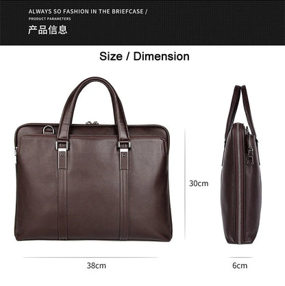 Genuine Leather Men's Briefcase – 15.6" Laptop & Business Bag