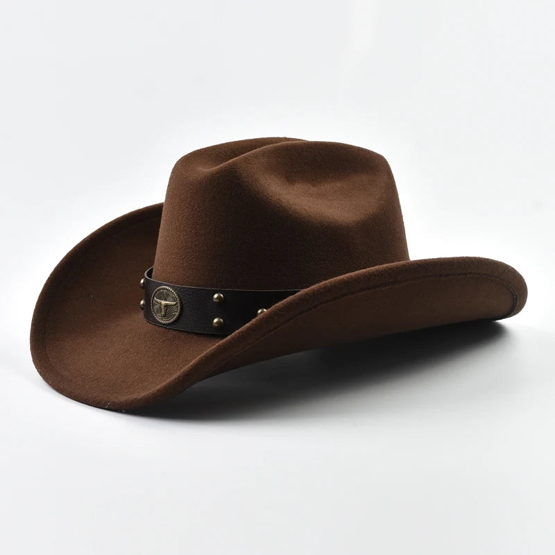 Men Women Vintage Big-Edge Western Cowboy Hat Gentleman Cowgirl Jazz Cloche Church Caps