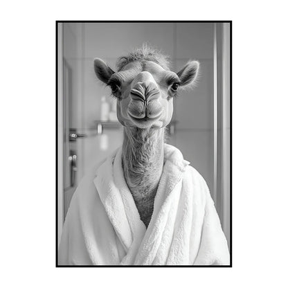 Funny Animal Bathroom Wall Art Poster – Quirky Wildlife in Bathrobe Print