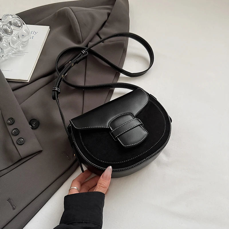 Winter Retro Saddle Shoulder Bag Luxury Designer Female Handbag