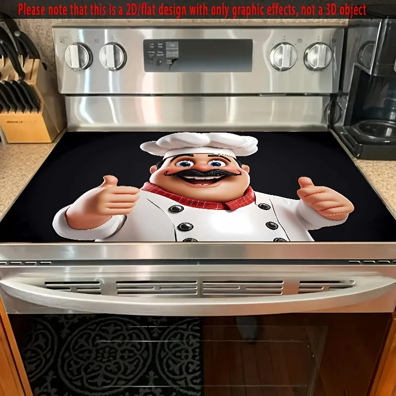 Cartoon Chef Stove Top Protector Mat – Dustproof Kitchen Cover Pad
