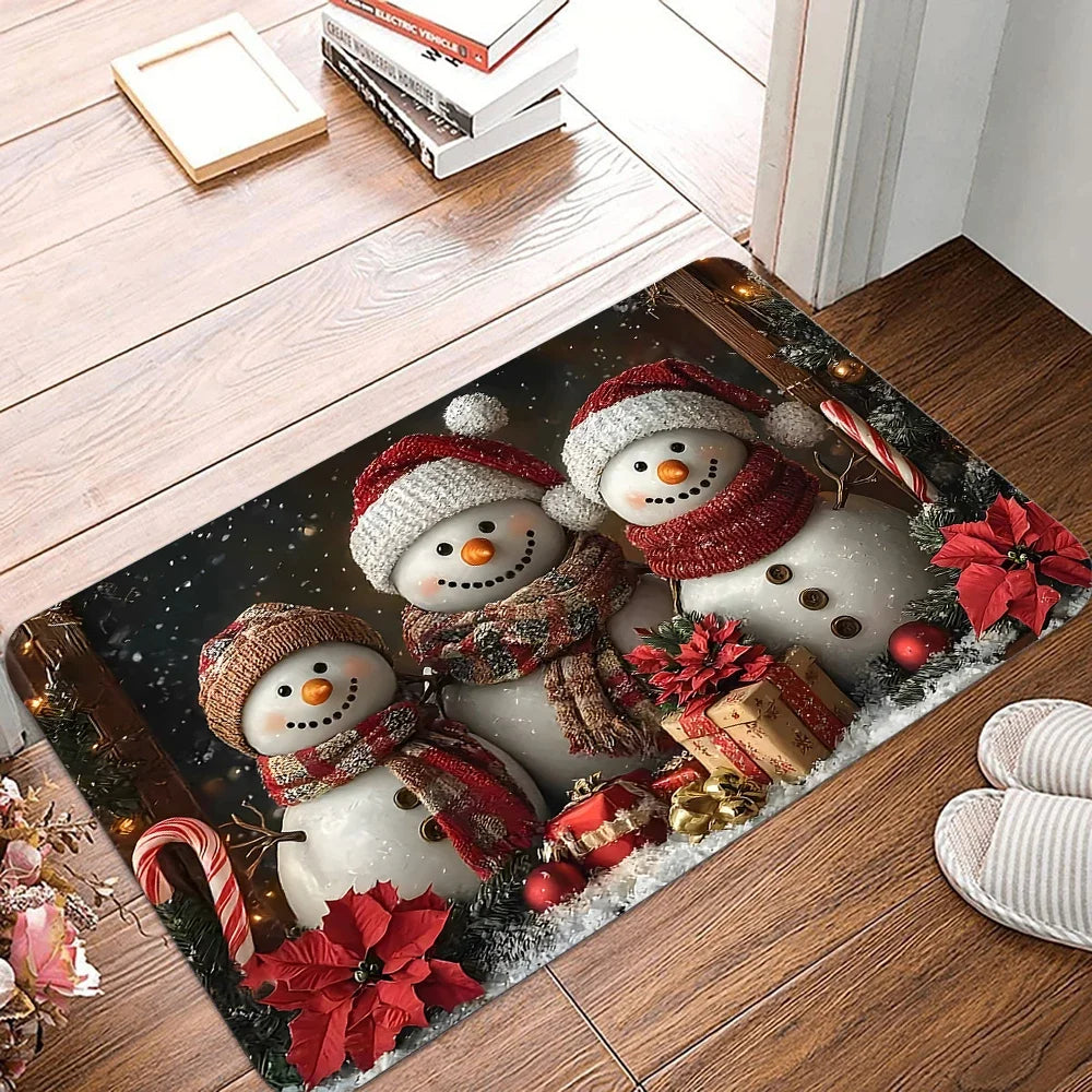 Christmas Snowman Welcome Mat – Washable Non-Slip Floor Rug