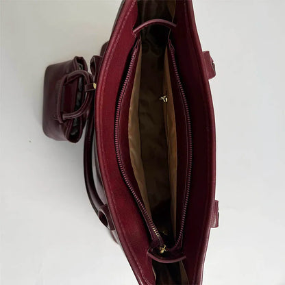 Big PU Leather Short Handle Shoulder Bag