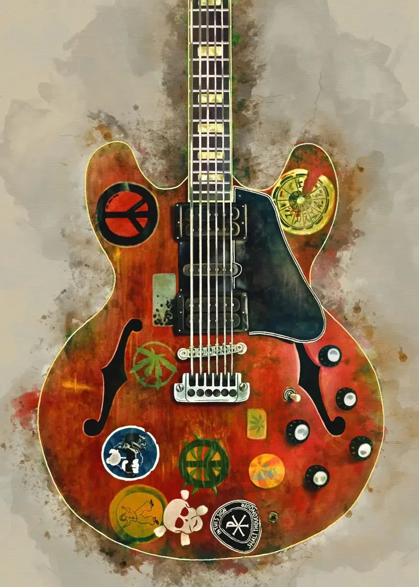 Electric Guitar on Fire Wall Art Print – Music Poster