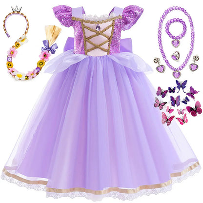 Rapunzel Purple Puffy Dress With Accessories