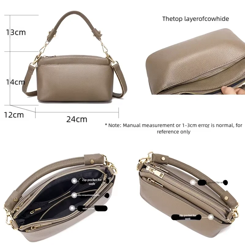 Women Cowhide Genuine Leather Shoulder Bag
