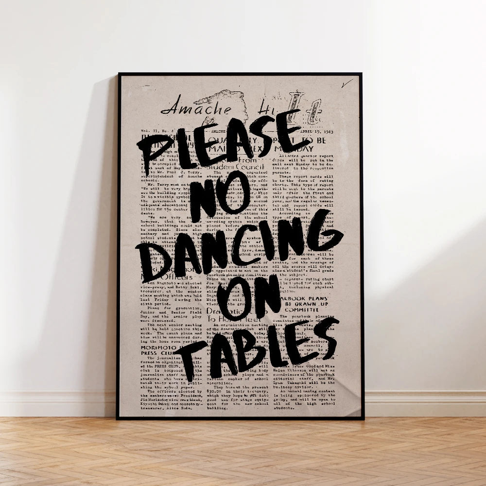Vintage Newspaper Quote Wall Art Print – Psychedelic Typography Poster
