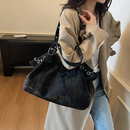 Large Suede Tote Bag for Women – Pillow Shoulder & Commute Bag