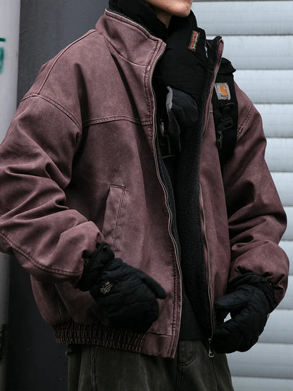 Men's Fleece-Lined Heavyweight Winter Jacket – Japanese Vintage Style