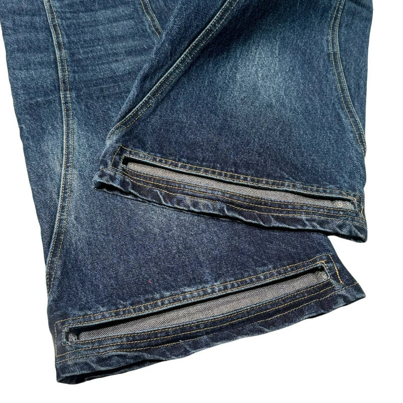 Flare Jeans – Y2K Washed Denim Wide Leg Streetwear Pants