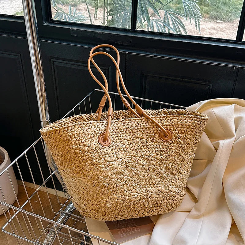 Straw Beach Tote Bag – Wicker Woven Women's Handbag