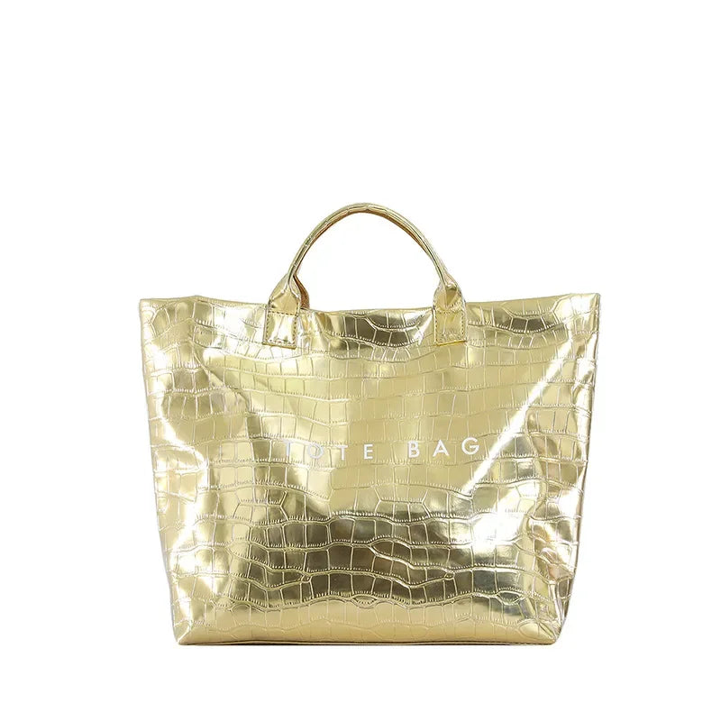 Crocodile Texture Tote Bag Pvc Kraft Paper Large Capacity Luxury Hobo Handbag