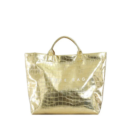 Crocodile Texture Tote Bag Pvc Kraft Paper Large Capacity Luxury Hobo Handbag
