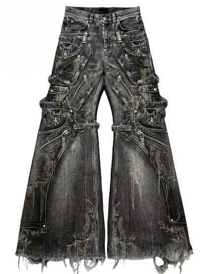 Ripped Wide Leg Jeans – Women's Y2K Hip Hop Streetwear Denim