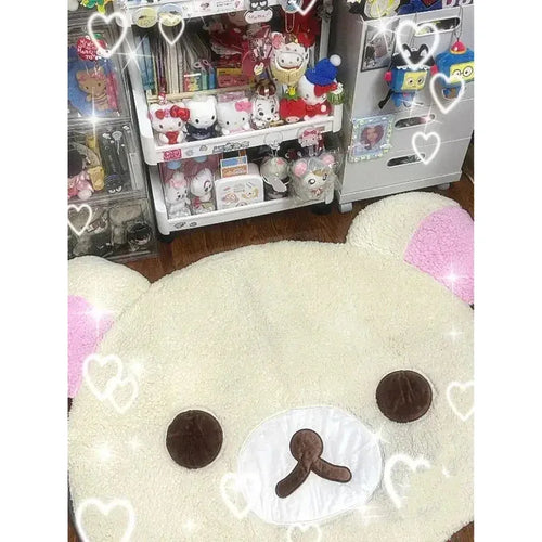Cute Bear Plush Rug – Anti-Slip Kawaii Bedroom Carpet