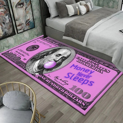 Dollar Print Area Rug – Anti-Slip Bedroom & Game Room Floor Mat