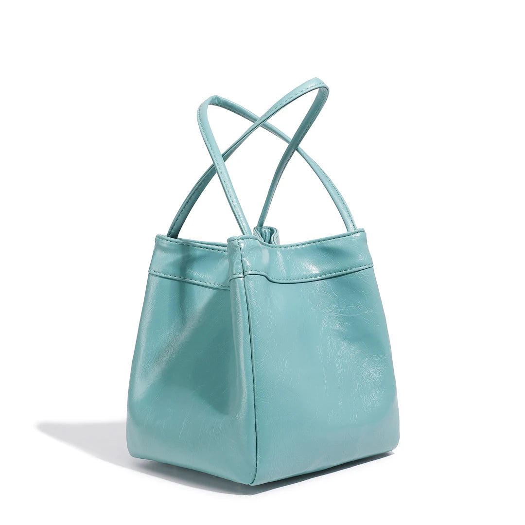 Silver Bucket Texture Handheld Shoulder Bag