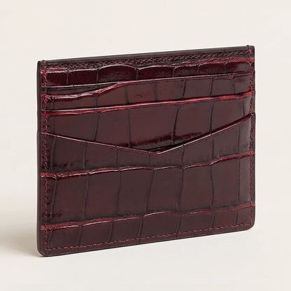 Personalized Crocodile Leather Slim Card Holder Wallet