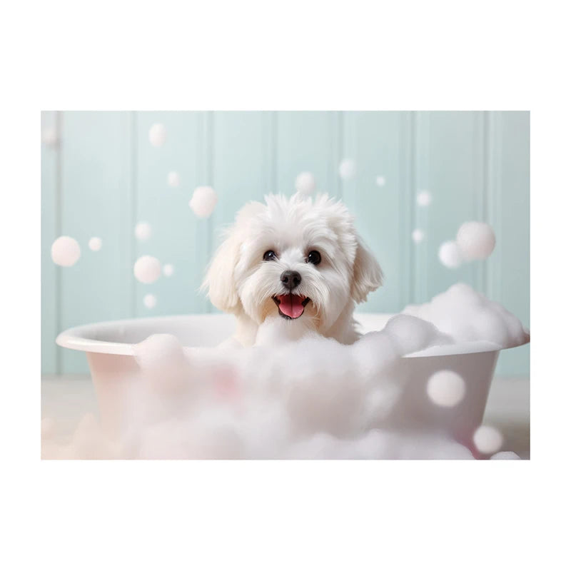 Cute Dog in Bathtub Wall Art Poster – Funny Puppy Canvas Print